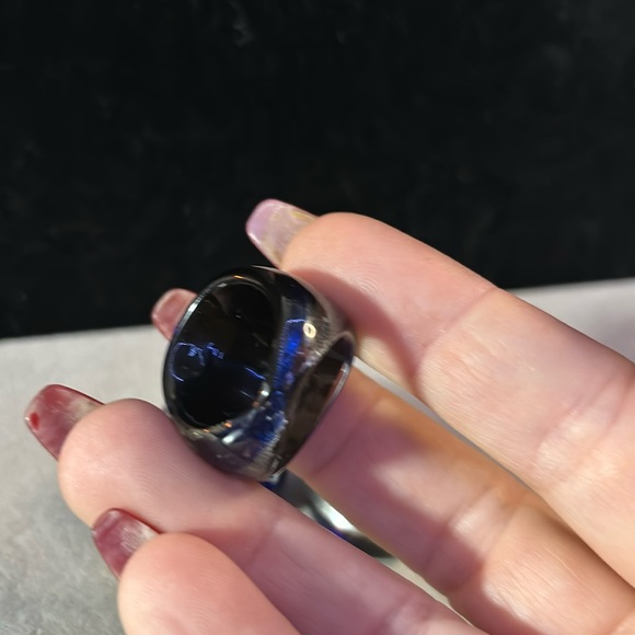 Murano Glass Ring Venice Italy Colbalt Blue Silver Cooper - Picture 5 of 6